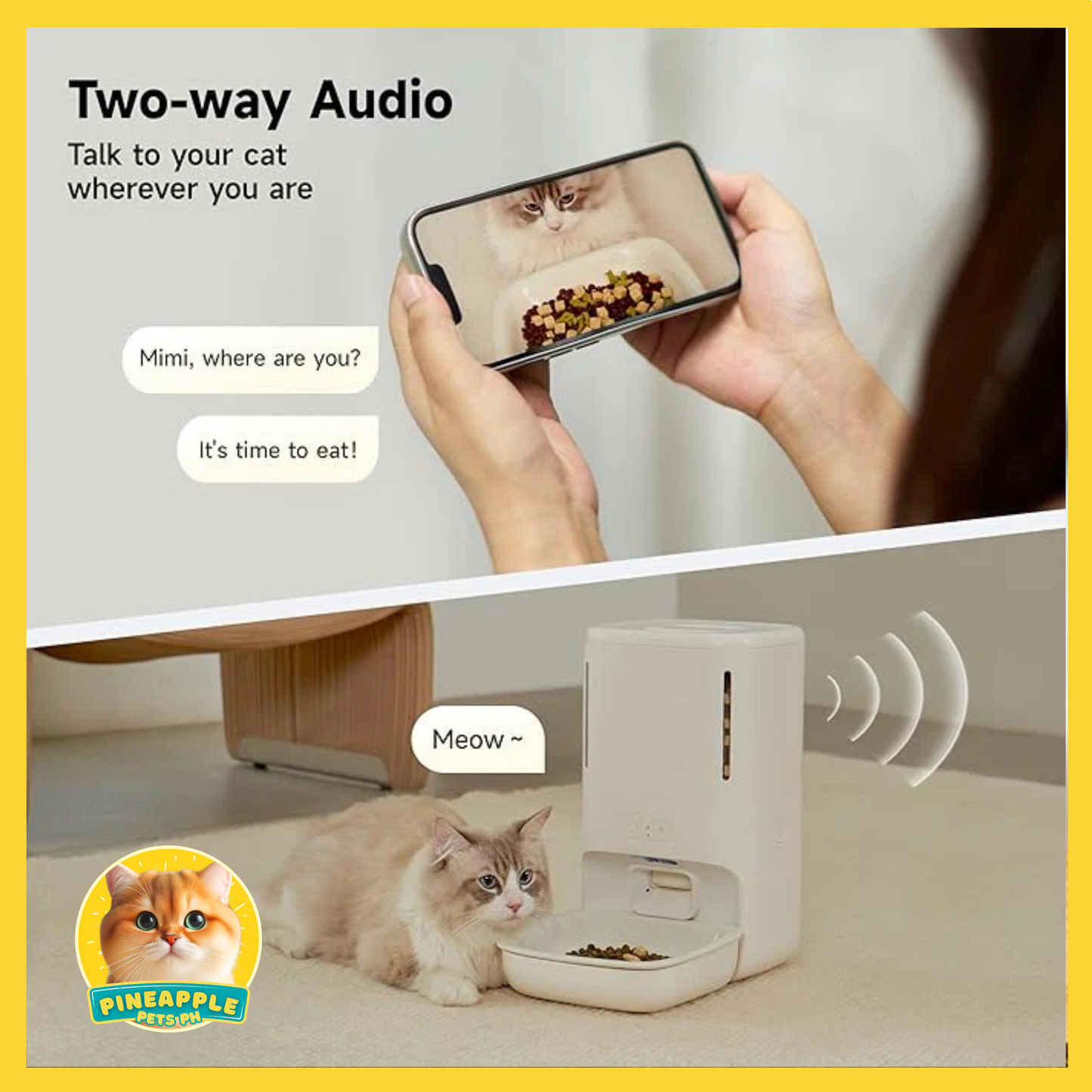 Meoof Smart Pet Feeder With Camera - Wireless + Dual Chamber