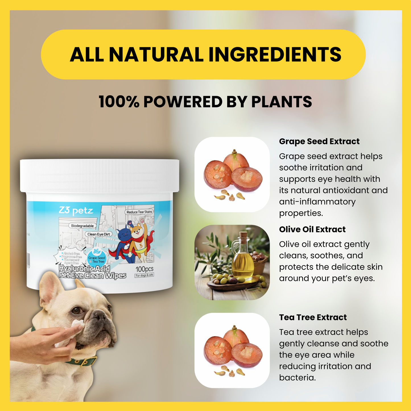 Z3 Hyaluronic Acid Pet Eye Clean Wipes