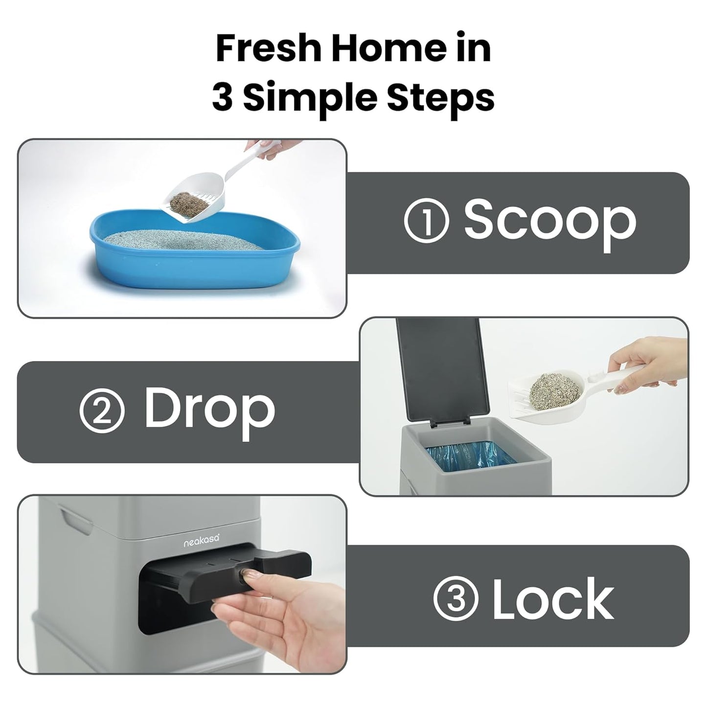 [PRE-ORDER] Neakasa PooGuard Litter Disposal Bin, 9.2L Trash Can for Cat Litter, Dog Waste & Diapers, with Viewing Window, Wider Opening, and 4-Month Refill Bag