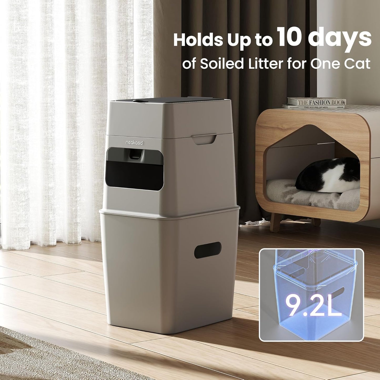 [PRE-ORDER] Neakasa PooGuard Litter Disposal Bin, 9.2L Trash Can for Cat Litter, Dog Waste & Diapers, with Viewing Window, Wider Opening, and 4-Month Refill Bag