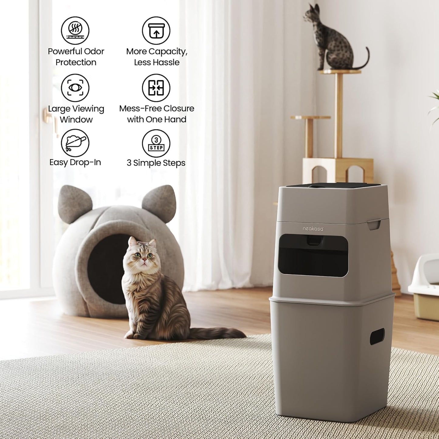 [PRE-ORDER] Neakasa PooGuard Litter Disposal Bin, 9.2L Trash Can for Cat Litter, Dog Waste & Diapers, with Viewing Window, Wider Opening, and 4-Month Refill Bag