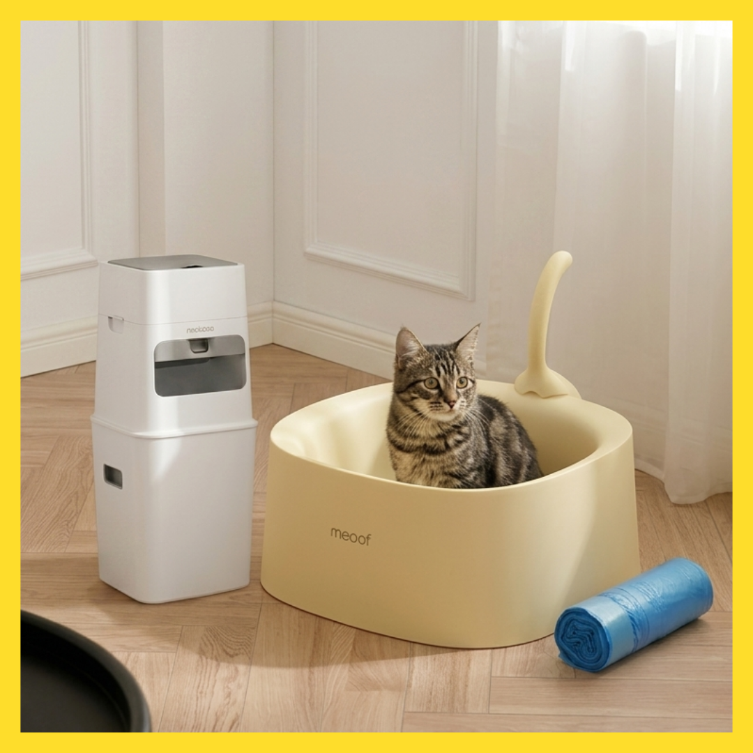 MEOOF Minimalist High Sided Litter Box with NEAKASA Pooguard (Exclusive Bundle)