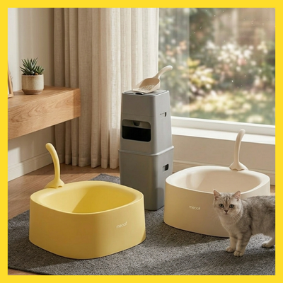MEOOF Minimalist High Sided Litter Box with NEAKASA Pooguard (Exclusive Bundle)