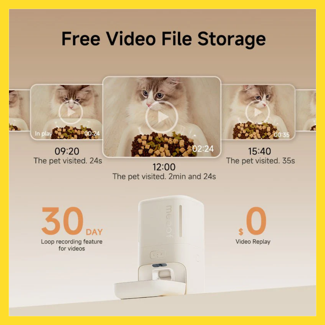 Meoof Smart Pet Feeder With Camera - Wireless + Dual Chamber