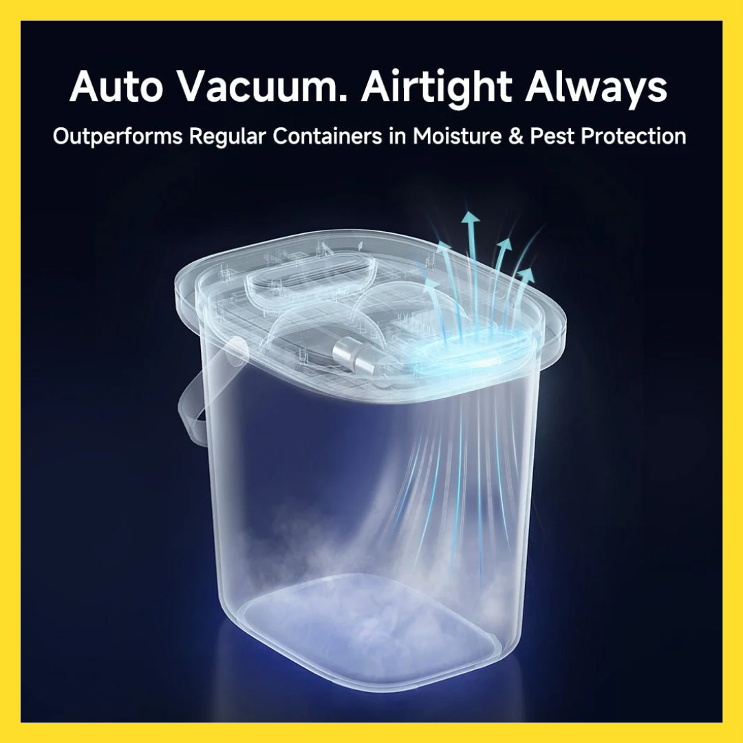 Meoof Vacuum Pet Food Bucket 13L and 30L | Rechargeable Anti Bacterial Food Storage Bin